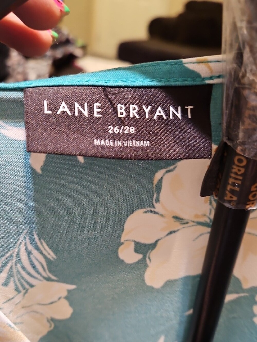 Lane Bryant Teal Floral Sleeveless Faux-Wrap V-Neck Blouse - Picture 5 of 6